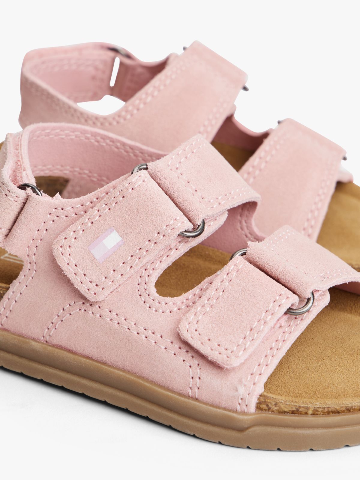 Suede Hook And Loop Sandals — Pink