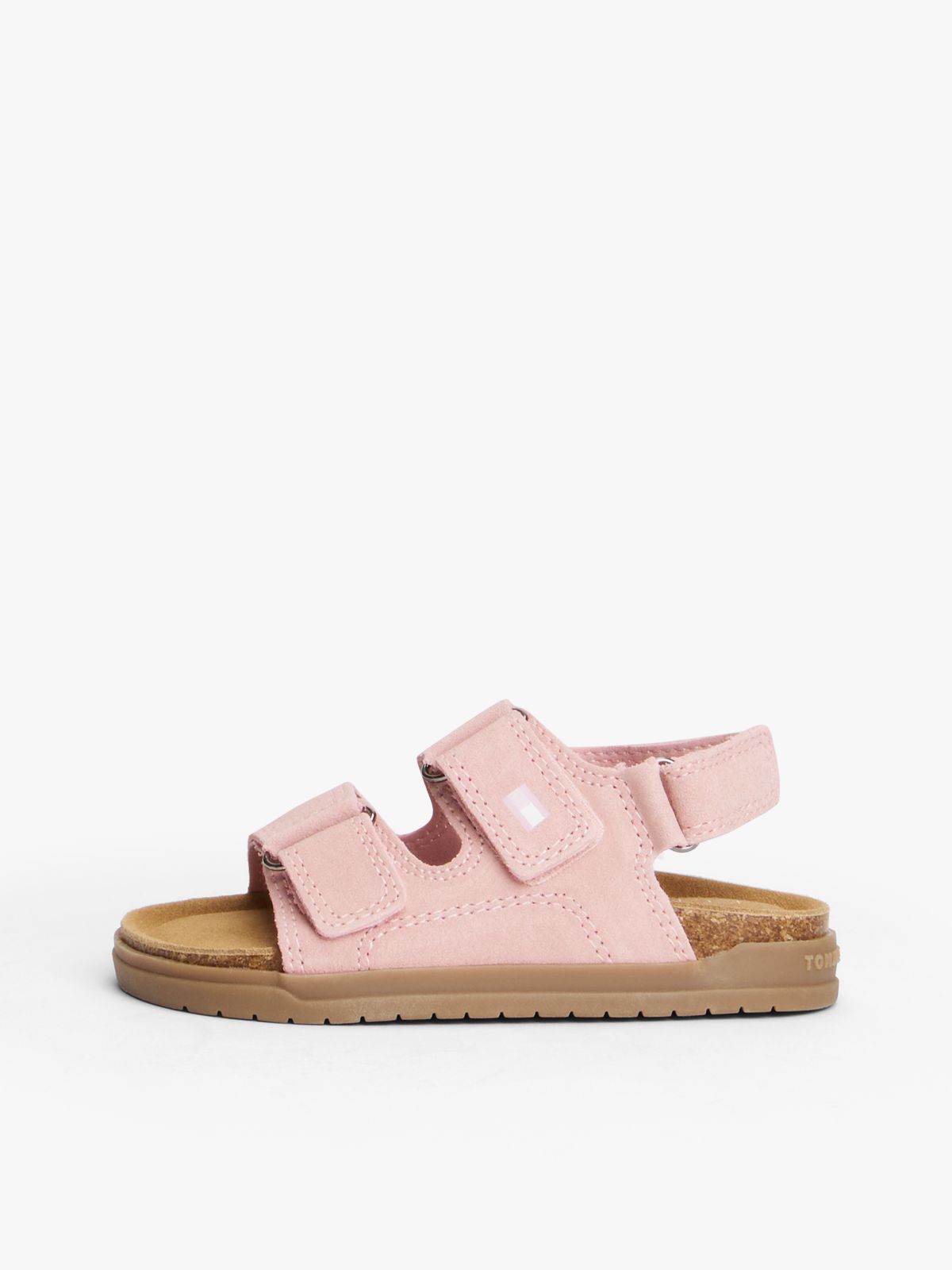 Suede Hook And Loop Sandals — Pink