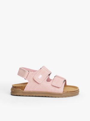 pink suede hook and loop sandals for girls tommy hilfiger