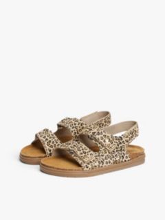 Suede Leopard Print Hook And Loop Sandals — Beige 2