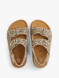 Suede Leopard Print Hook And Loop Sandals — Beige 3