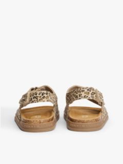 Suede Leopard Print Hook And Loop Sandals — Beige 4