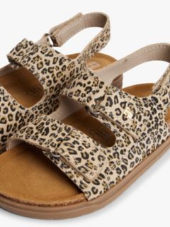 Suede Leopard Print Hook And Loop Sandals — Beige 6