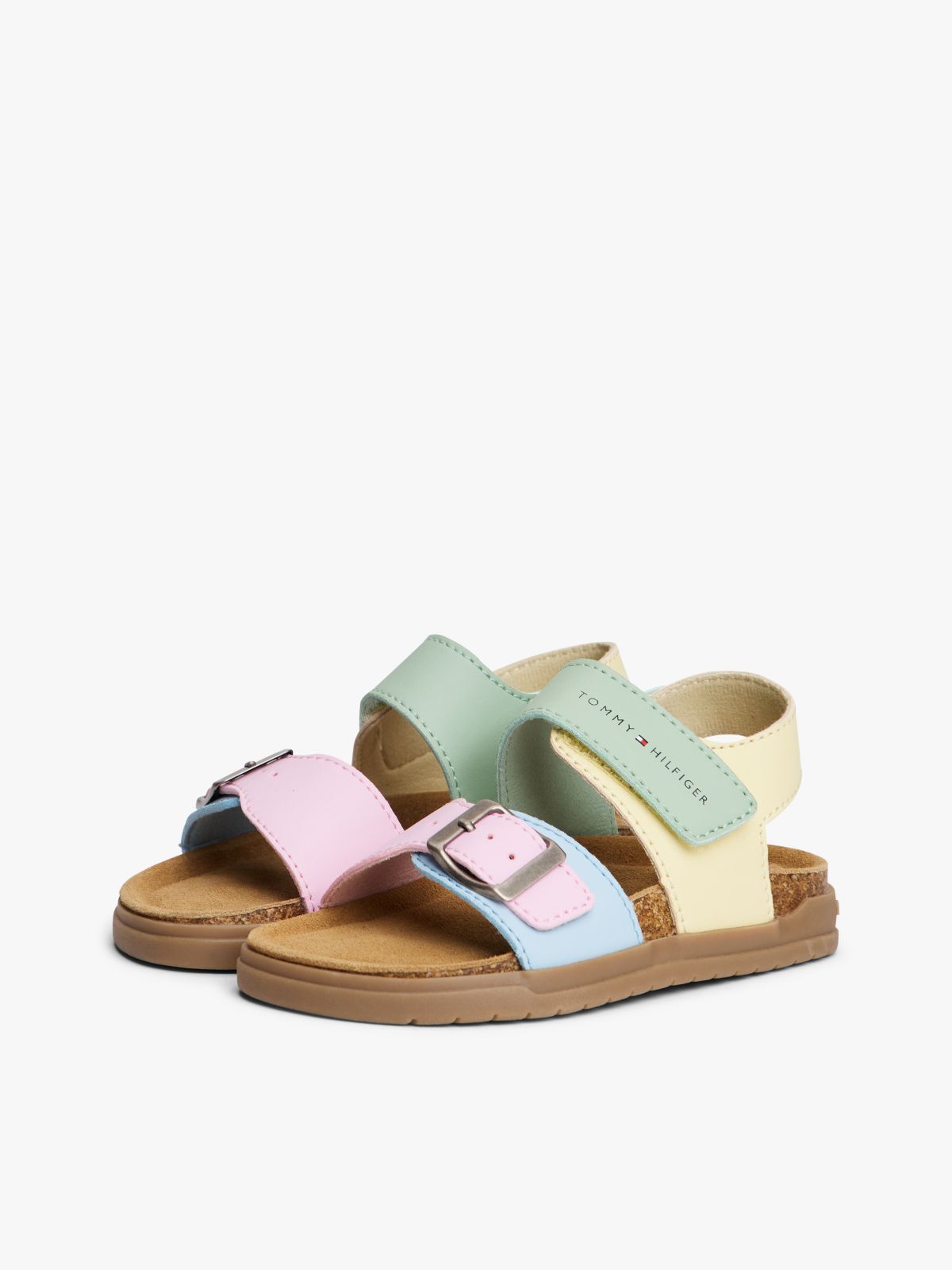 Colour-Blocked Hook And Loop Sandals — Multi
