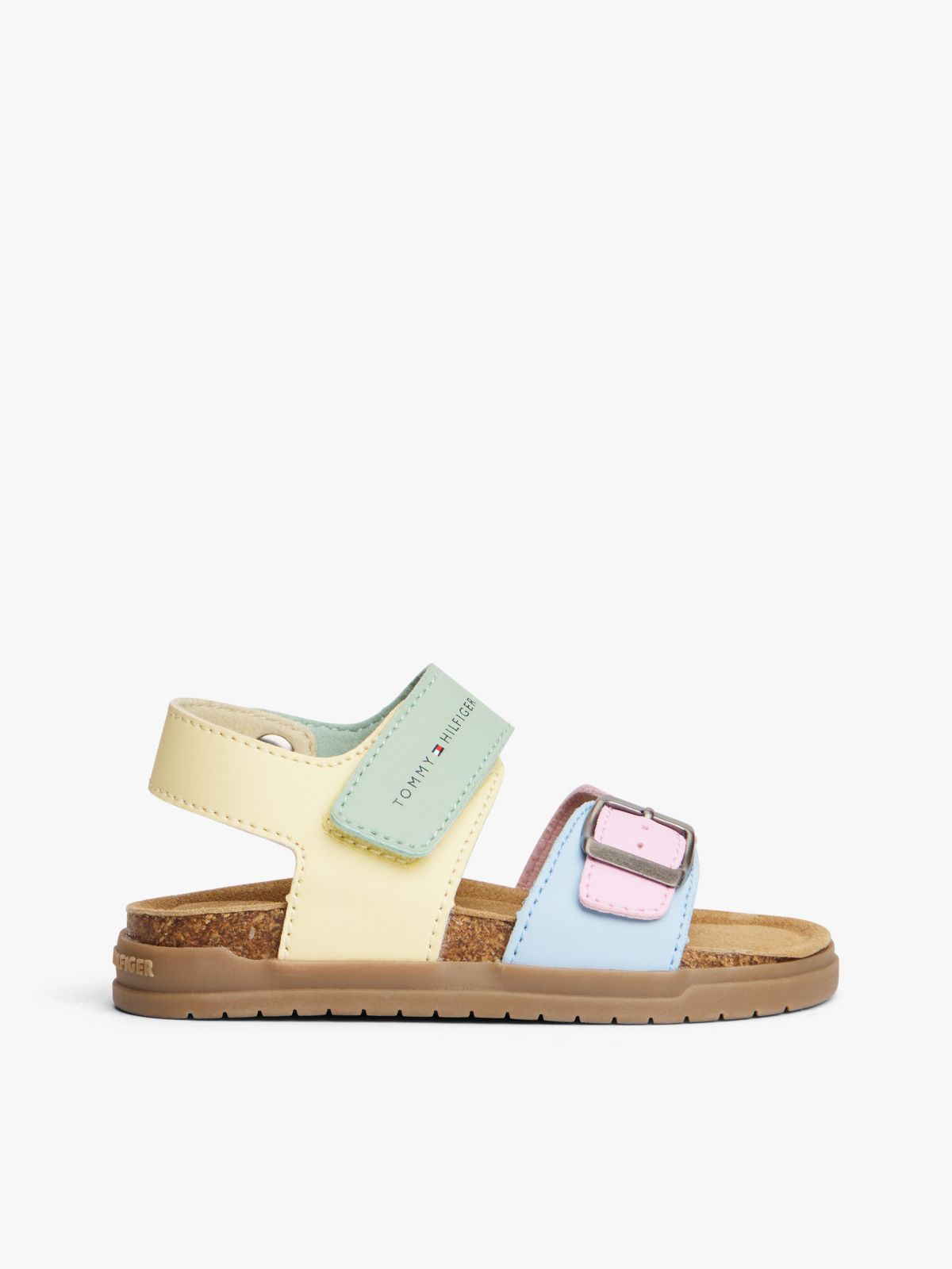 Colour-Blocked Hook And Loop Sandals — Multi