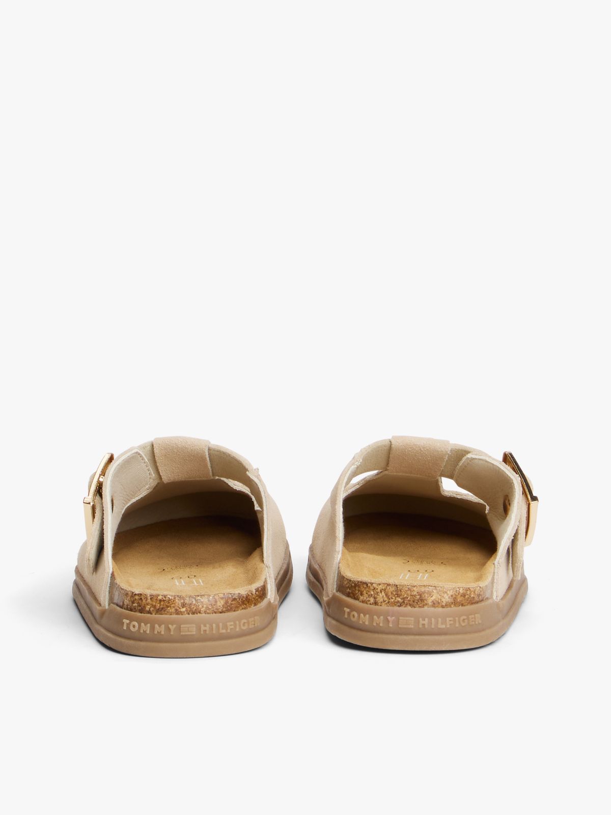 Suede TH Monogram T-Bar Mules — Beige
