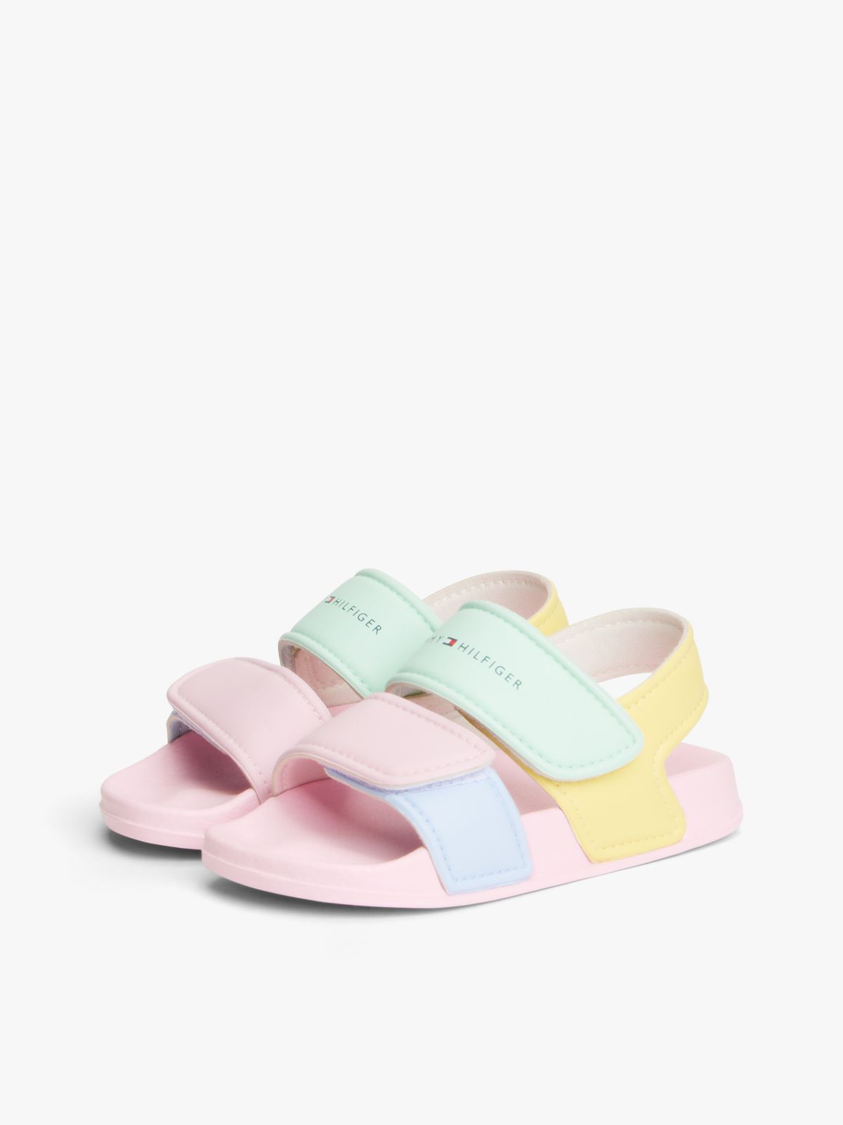 Logo Colour-Blocked Double Strap Sandals — Multi