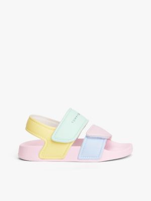 multi logo colour-blocked double strap sandals for girls tommy hilfiger