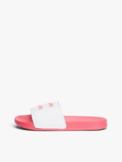Wavy Flag Contoured Footbed Pool Slides — White 7