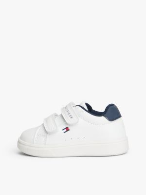 white flag hook and loop trainers for kids gender inclusive tommy hilfiger