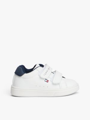white flag hook and loop trainers for kids gender inclusive tommy hilfiger