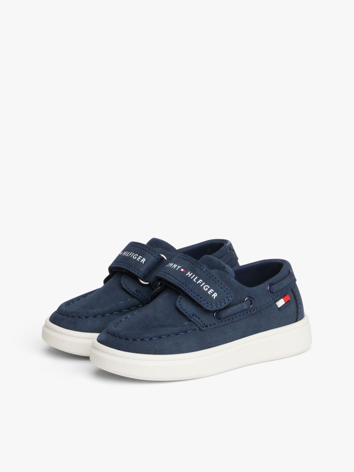 Flag Hook And Loop Boat Shoes — Blue