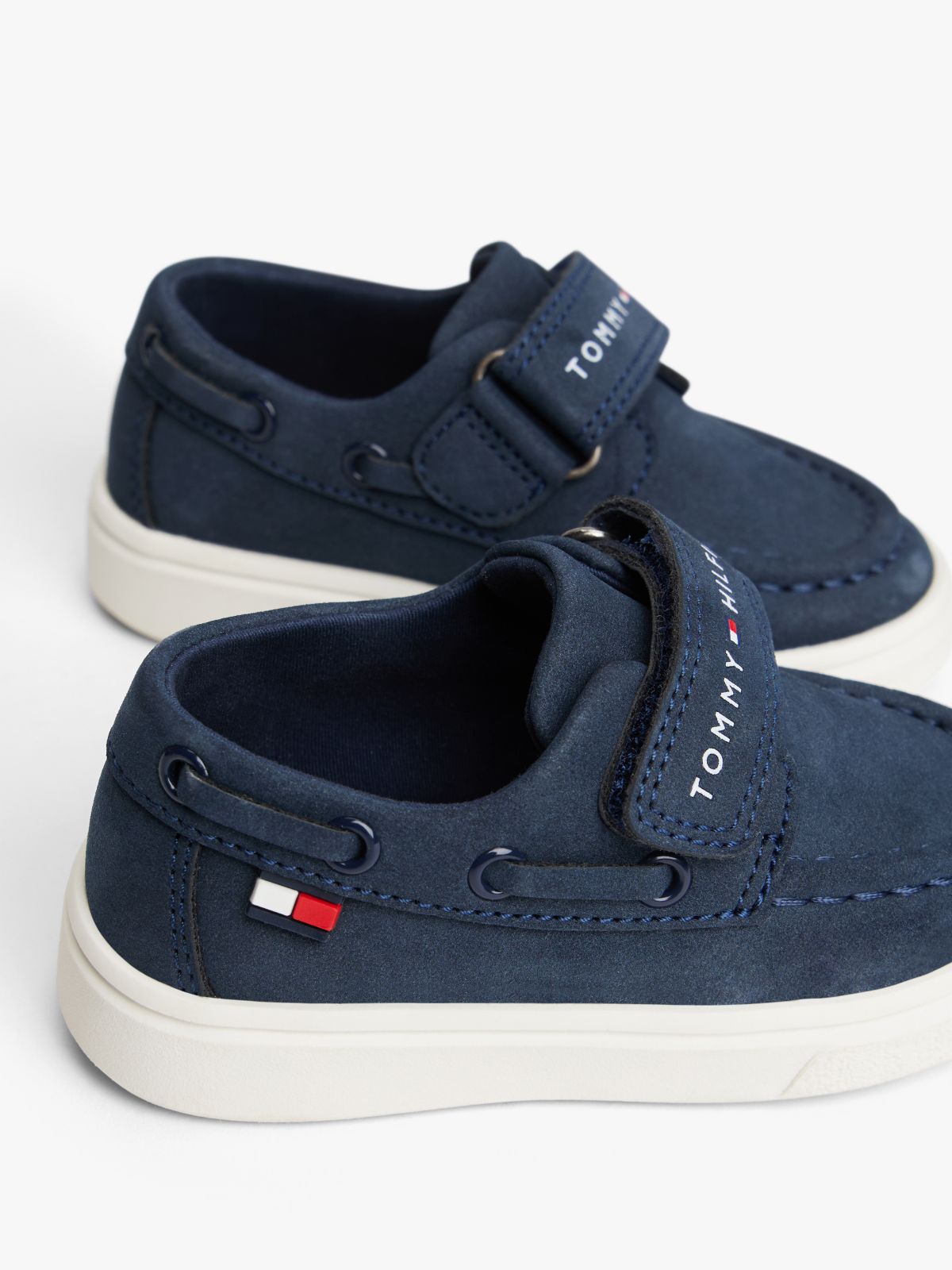 Flag Hook And Loop Boat Shoes — Blue