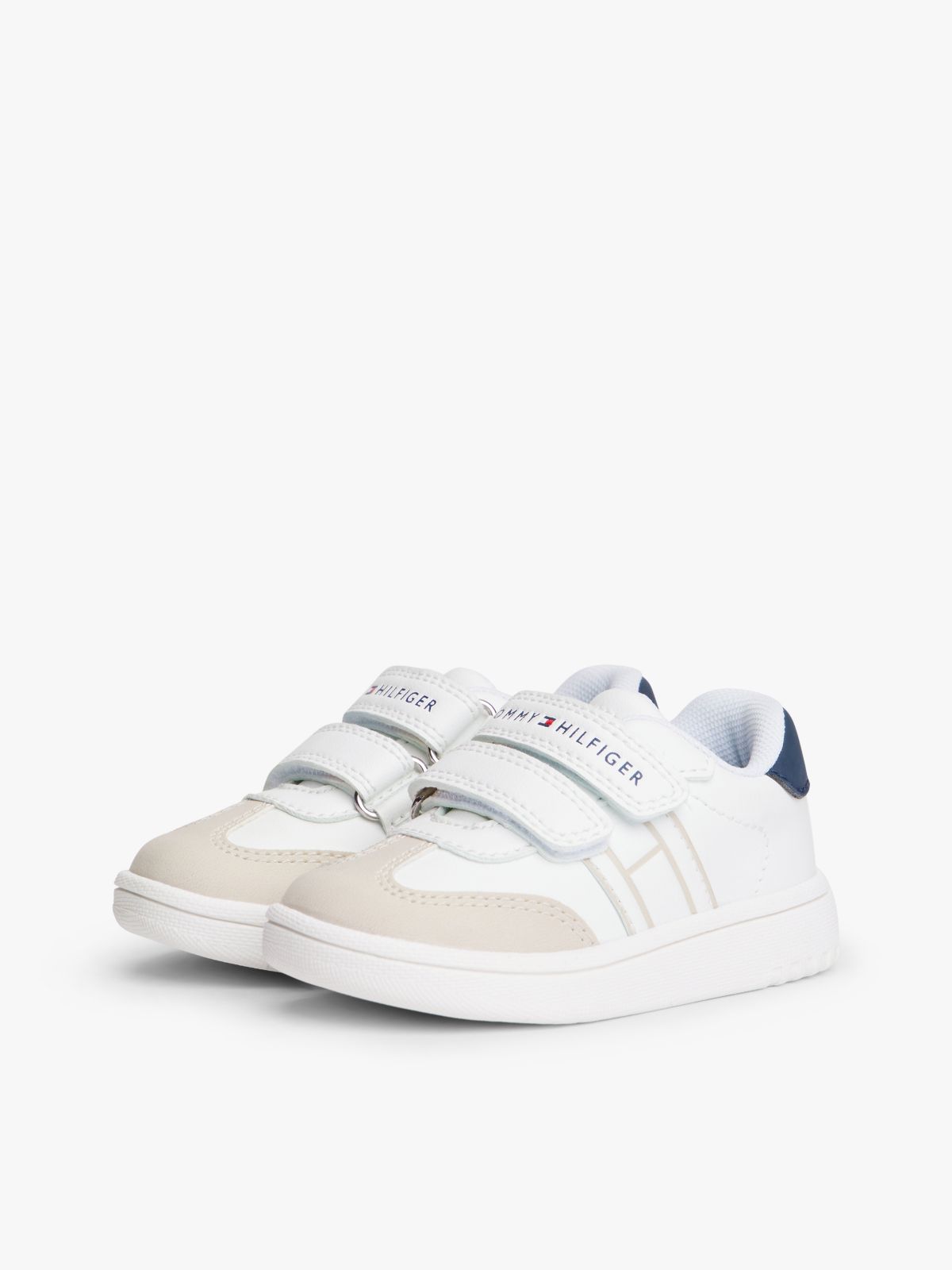 Tonal Flag Hook And Loop Trainers — Beige