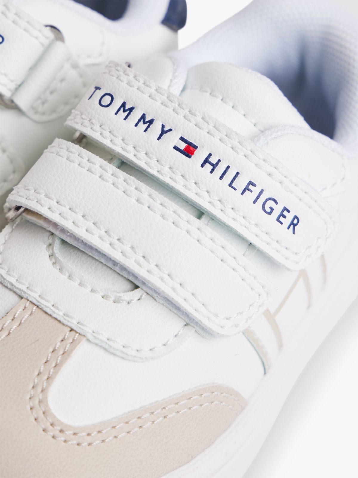Tonal Flag Hook And Loop Trainers — Beige
