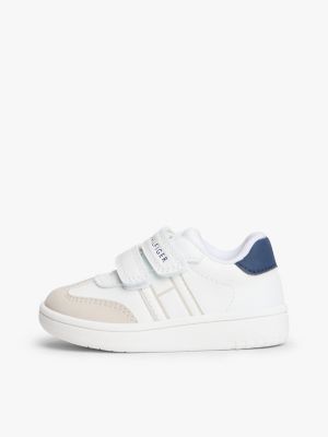 beige tonal flag hook and loop trainers for kids gender inclusive tommy hilfiger
