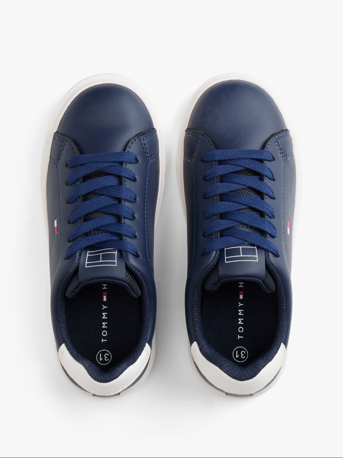 Flag Contrast Heel Trainers — Blue