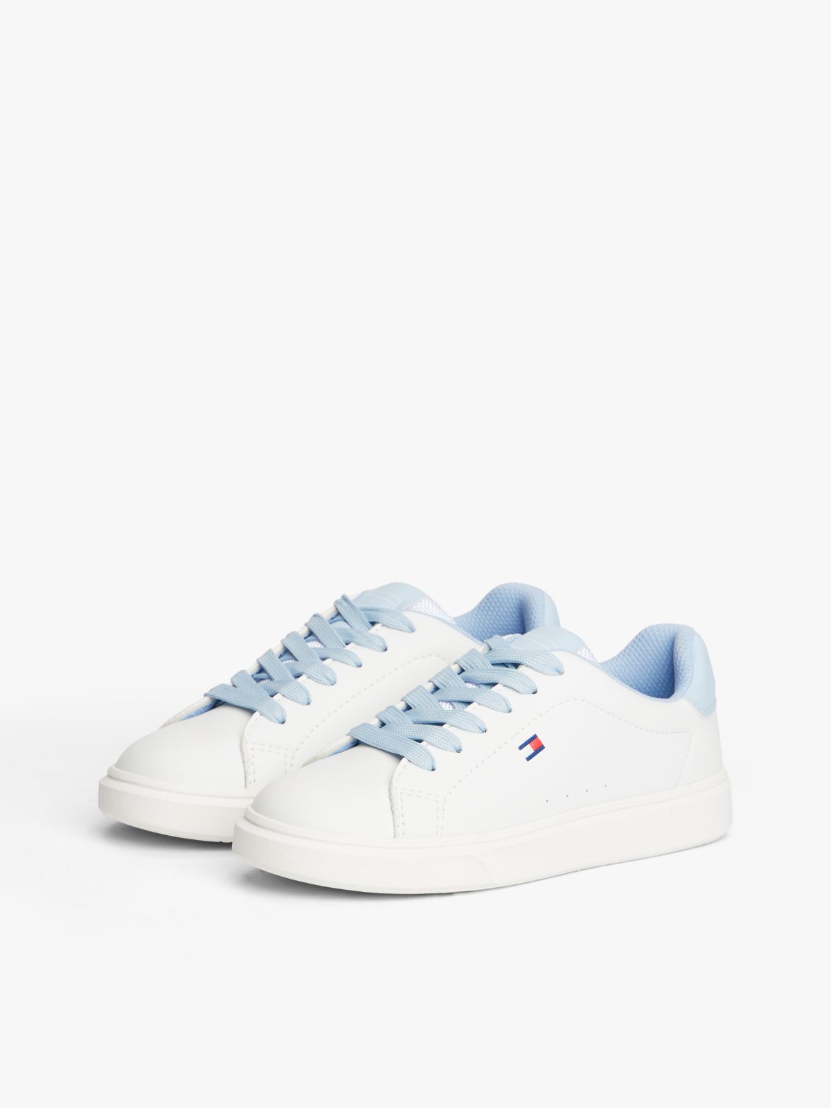 Flag Contrast Heel Trainers — White