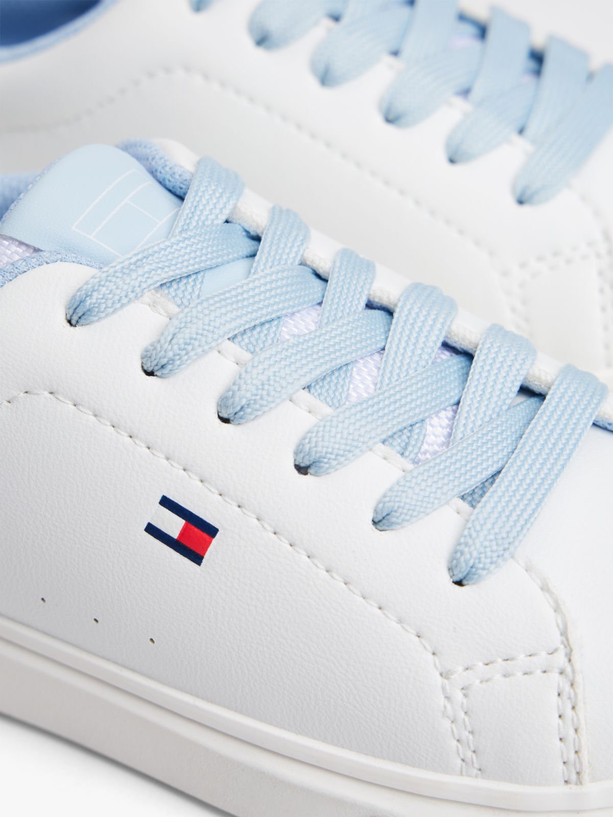 Flag Contrast Heel Trainers — White