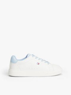 Flag Contrast Heel Trainers — White 1