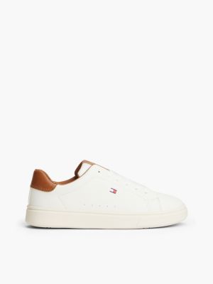 Tommy Hilfiger White Flag Contrast Heel Trainers