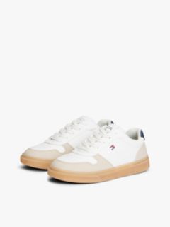 Flag Mixed Texture Trainers — Beige 2