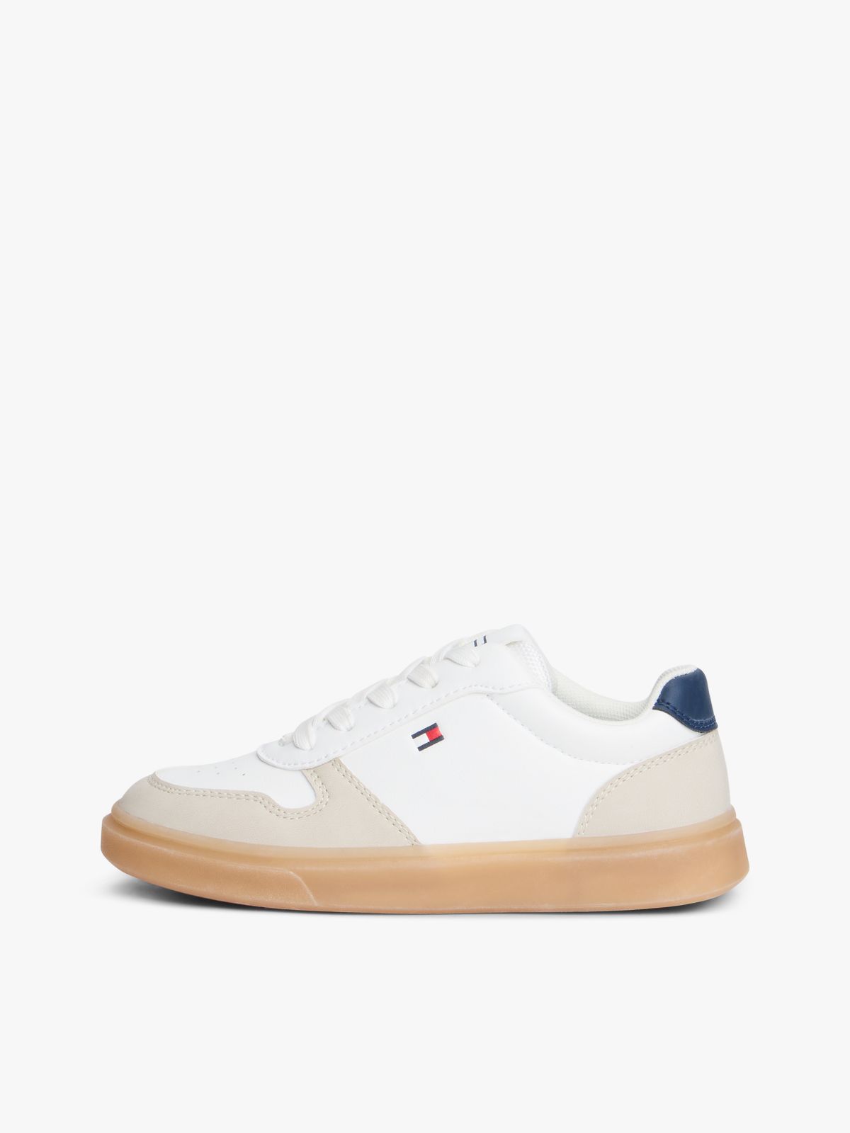 Flag Mixed Texture Trainers — Beige