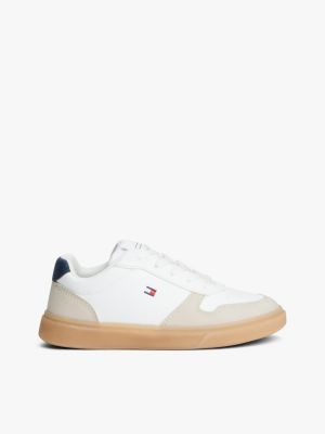 beige flag mixed texture trainers for kids gender inclusive tommy hilfiger