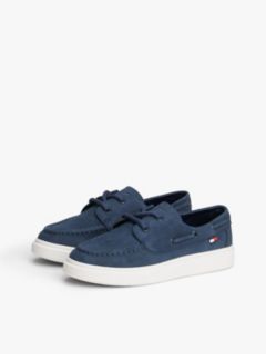 Flag Topstitch Boat Shoes — Blue 2