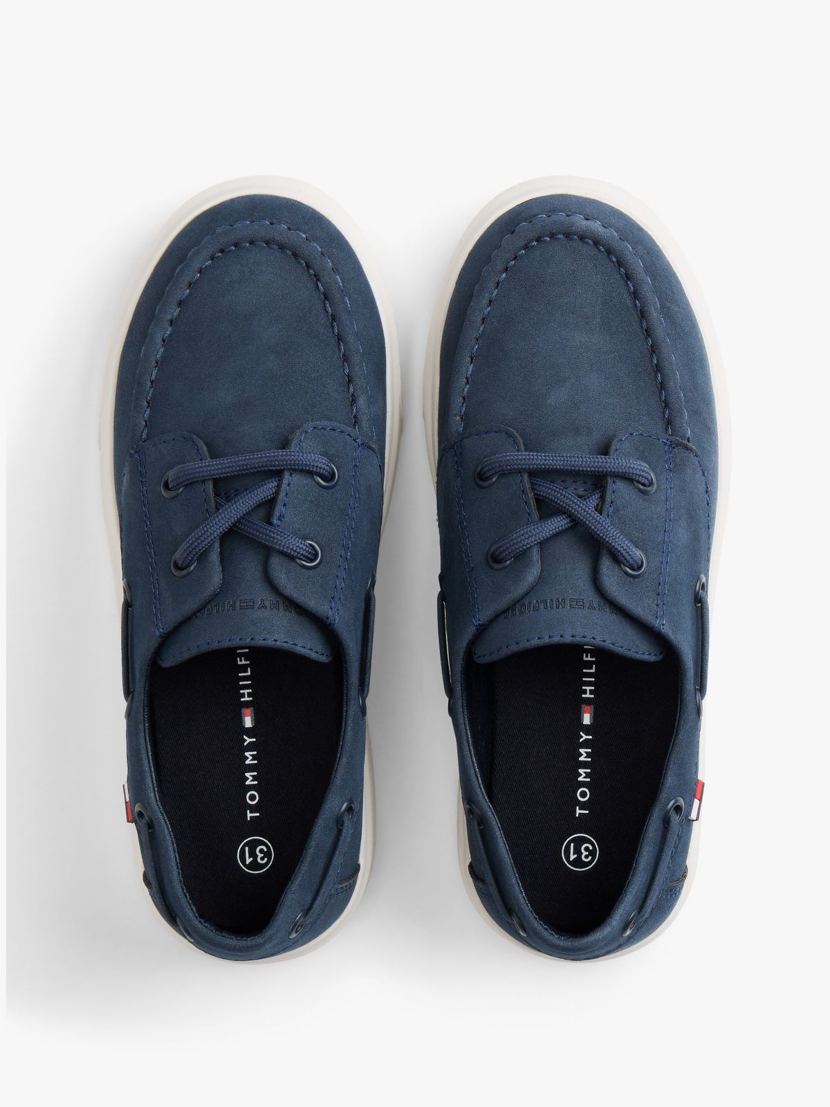 Flag Topstitch Boat Shoes — Blue