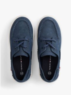 Flag Topstitch Boat Shoes — Blue 3
