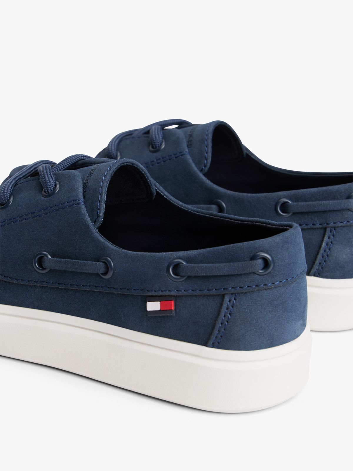 Flag Topstitch Boat Shoes — Blue