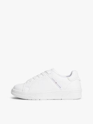 white logo zip-up trainers for kids gender inclusive tommy hilfiger