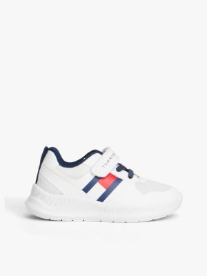 white hook and loop mesh trainers for kids gender inclusive tommy hilfiger