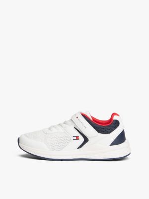 white hook and loop mesh trainers for kids gender inclusive tommy hilfiger