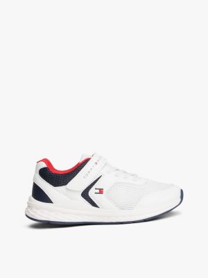 white hook and loop mesh trainers for kids gender inclusive tommy hilfiger