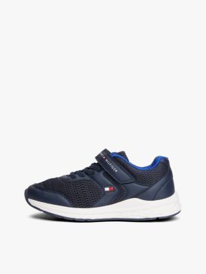 blue hook and loop mesh trainers for kids gender inclusive tommy hilfiger