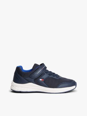 blue hook and loop mesh trainers for kids gender inclusive tommy hilfiger