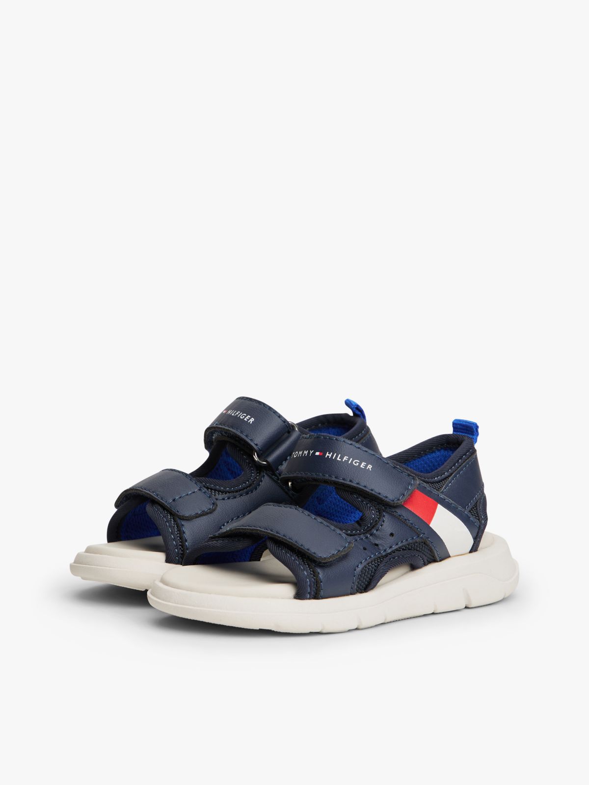 Flag Double Hook And Loop Sandals — Blue