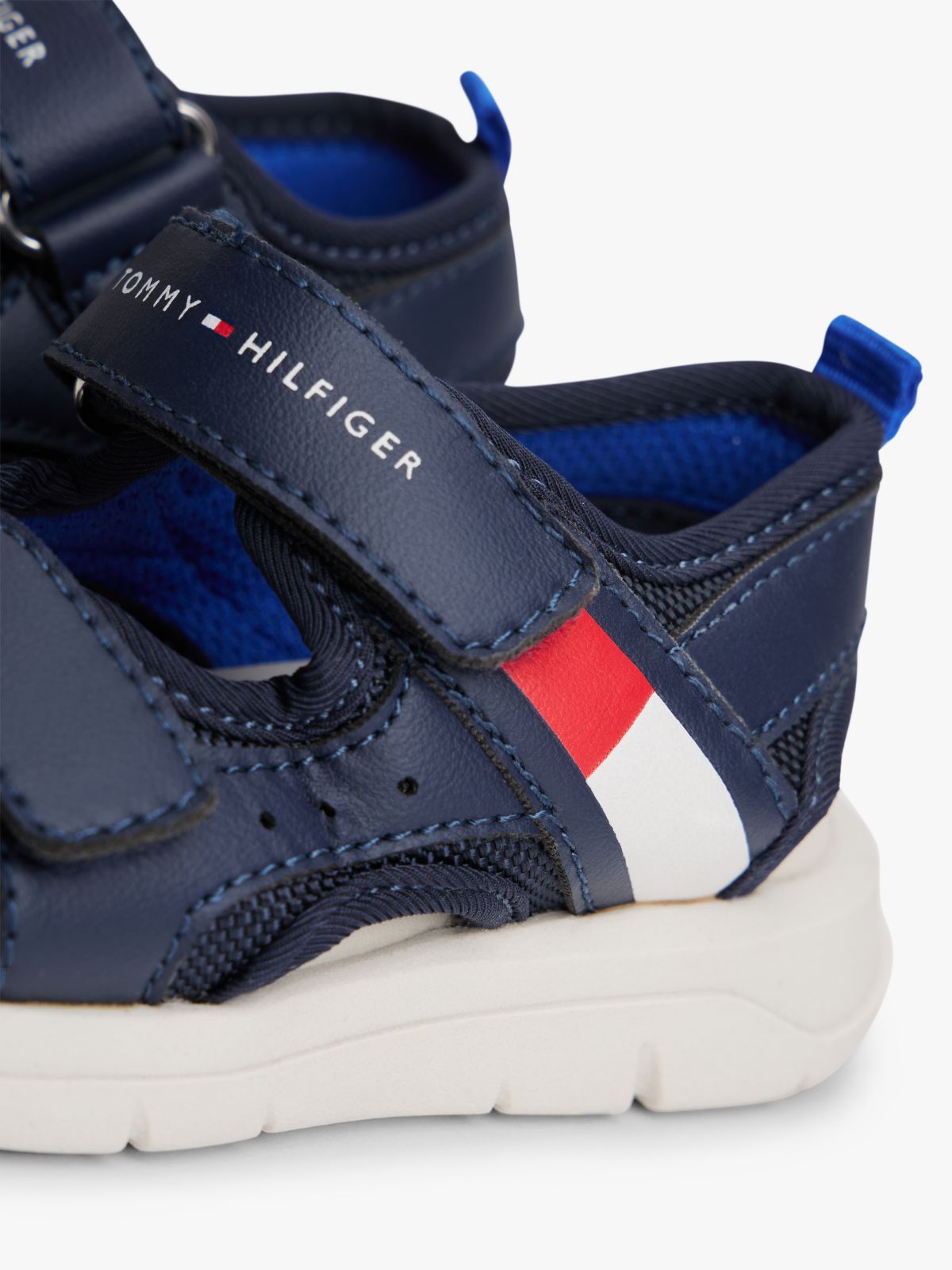 Flag Double Hook And Loop Sandals — Blue