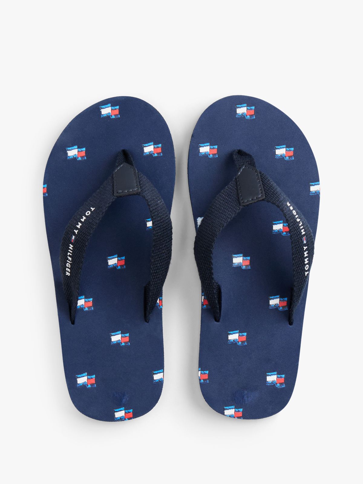 Logo Webbing Strap Flip-Flops — Blue