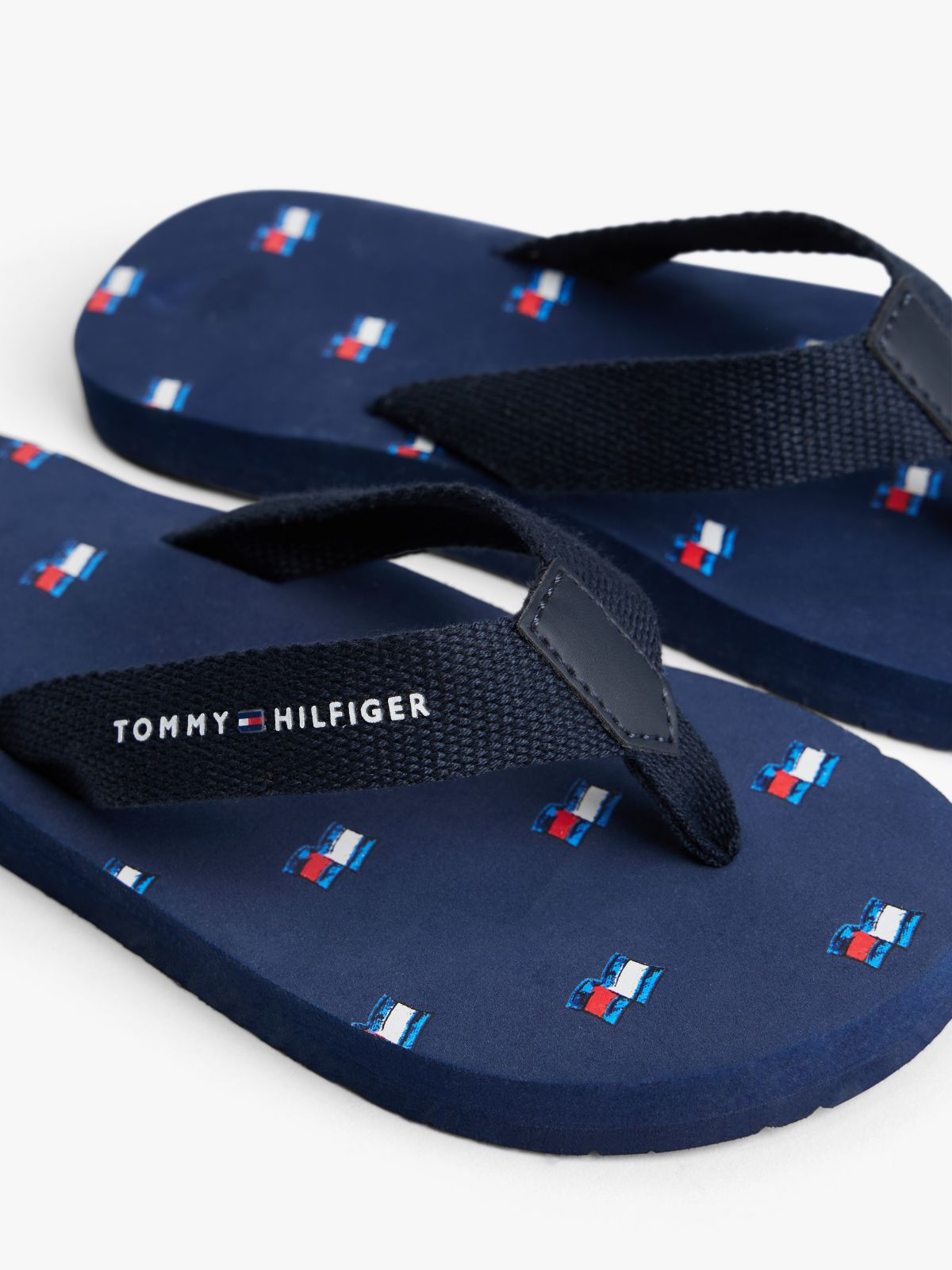 Logo Webbing Strap Flip-Flops — Blue