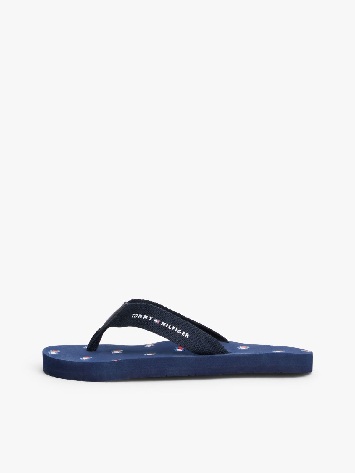 Logo Webbing Strap Flip-Flops — Blue