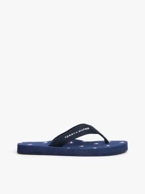 blue logo webbing strap flip-flops for kids gender inclusive tommy hilfiger