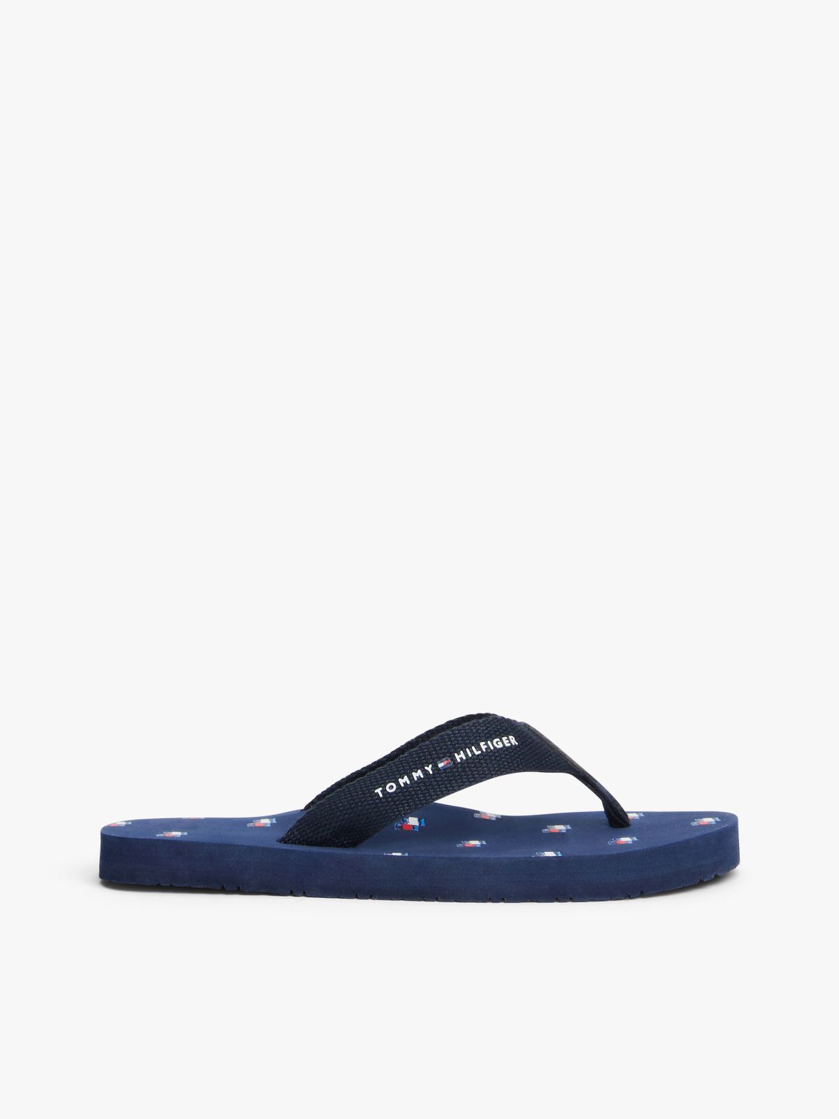 Logo Webbing Strap Flip-Flops — Blue