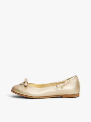 gold ballerina mit th-monogramm und schleife für mädchen - tommy hilfiger