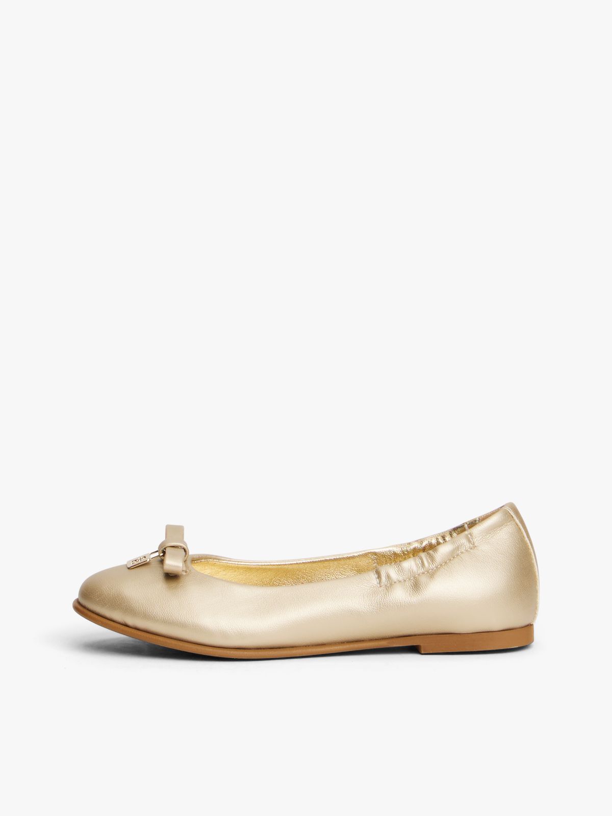 TH Monogram Bow Ballerinas — Gold