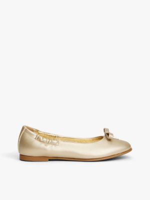 gold th monogram bow ballerinas for girls tommy hilfiger