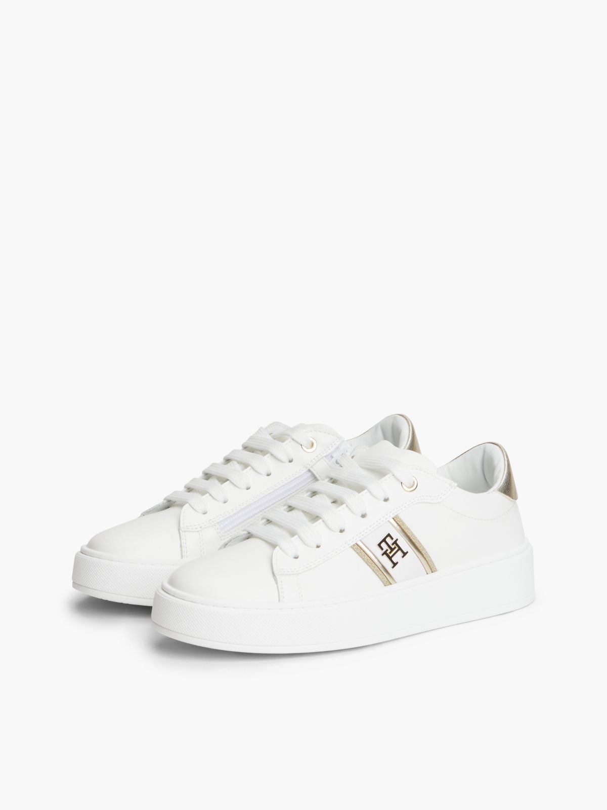 TH Monogram Glitter Platform Trainers — White