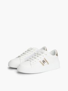 TH Monogram Glitter Platform Trainers — White 2